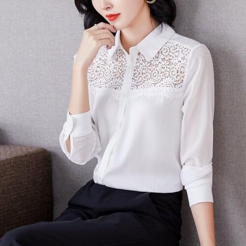 COIGARSAM Full Sleeve Shirt Womens tops Spring Hollow Out Women shirts White Pink 2103