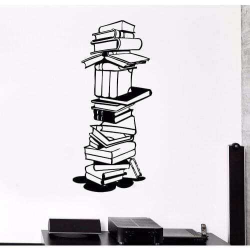 Library School Decoration Reading Books Vinyl Wall Decal Vinyl Books Mountain Wall Sitcker Books Store Window Vinyl Poster