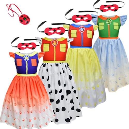 Party Carnival Cartoon Dog Cosplay Kid Skye Costume Dress Mascot Chase Dog Children Suit Chase Cosplay Girls Role Play Clothes
