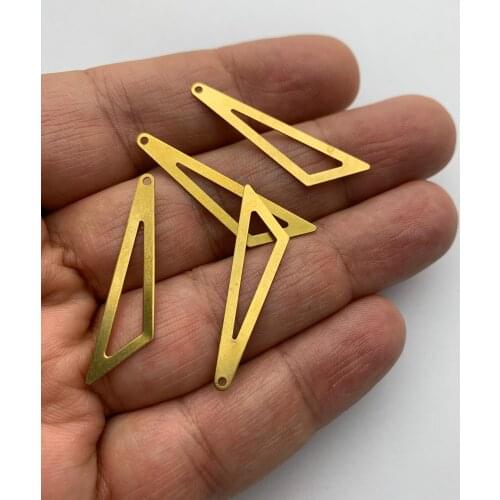 Raw Brass long triangle. double-sided perforated. a truncated diagonal triangle,Stamping Tag, woman ring. pendant. rings earring