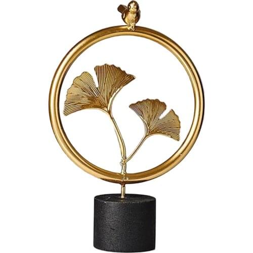 Ginkgo Leaf Statue Gold Ornament Home Office Cabinet Figurine Decorations