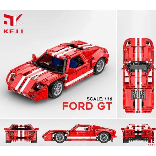 KEJI 2005 Ford GT 1:12 1:16 Super Racing Car RC Remote Control Building Blocks Model Bricks Kit Kids Toys Gift