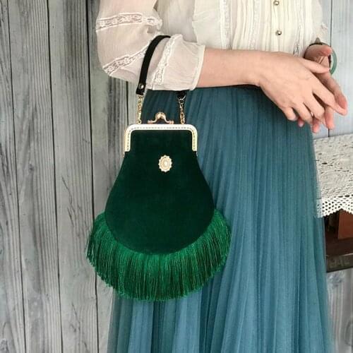 New Vintage Fashion Fringe Pure Handmade Hand Bag Women Bags Bag Chic Lady Bags Tote Womens Handbags Purses 120CM Strap