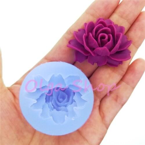 HYL456 Fancy Flower Rose Silicone Mold Fondant Cake Decoration Craft Clay Resin Art Soap Candle Aromatherapy DIY 40.8mm x 30.4mm
