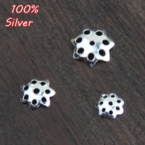 10pcs/lot 925 Sterling Silver Color Bead Caps 5mm 6mm 7mm Fillagree Bead Caps Necklace Bracelet Connector DIY Jewelry Making