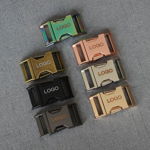 LOGO 10 Pcs/Lot 15mm/20mm/25mm/32mm Laser Engraving Quick Side Release Metal Buckles for Webbing Tactical Belt DIY Outdoor