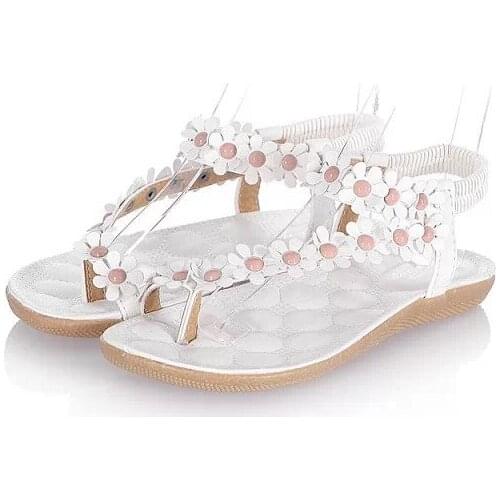 Korean fashion womens sandals Herringbone summer new sandals three-dimensional flowers casual beach sandals