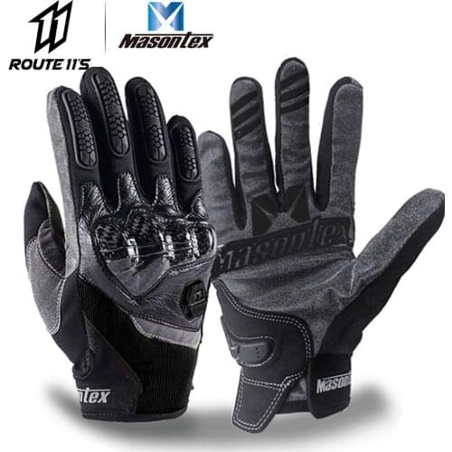 Masontex Carbon Fiber Motorcycle Gloves Touch Screen guantes moto Full Finger Gloves Moto Motocross Glove for 4 Season