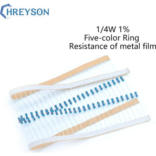 100Pcs 1/4W Metal Film Set Of Resistor 0R-22M 1% Tolerance 24K 30K 47K 68K 91K 100K 120K 160K 390K 10 Ohm Electronics Resistance