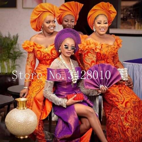 2020 Latest Orange French net Laces with velvet fabric Fabrics High Quality Tulle African Laces Fabric Nigerian Wedding FJ34231