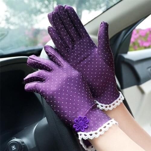 Wholesale Women Gloves Summer Sunscreen Gloves Cute Dot Lace Patchwork Thin Touch Screen Gloves Breathable Driving Gloves