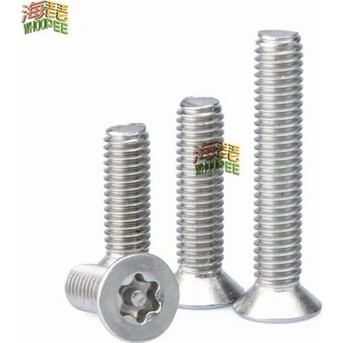 M2M2.5 M3 M4 M5 M6 304 stainless steel Six Lobe Torx Flat Countersunk Head with Pin Tamper Proof Anti Theft Security Screw Bolt