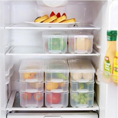 Hot Plastic Storage Bins Refrigerator Storage Box Food Storage Containers With Lid Kitchen Fridge Cabinet Freezer Desk Organizer