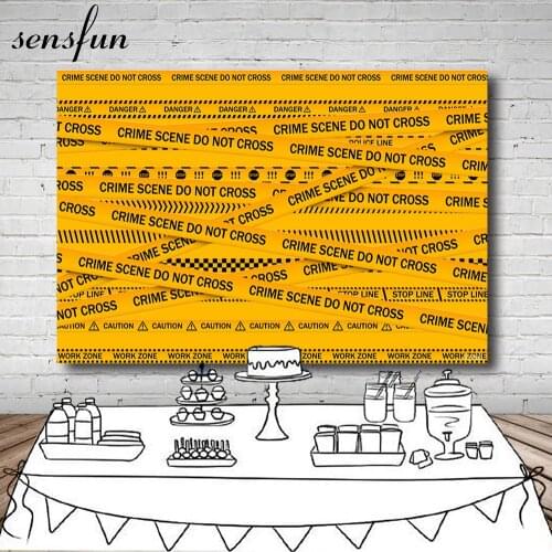Sensfun Yellow Crime Scene Do Not Cross Theme Backdrop For Photo Studio 7x5ft Custom Party Photography Backgrounds Vinyl