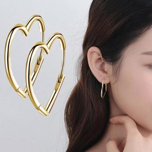 1 Pair Hoop Earring Heart Shape Exquisite Copper Teen Girls Ear Circle Birthday Gift