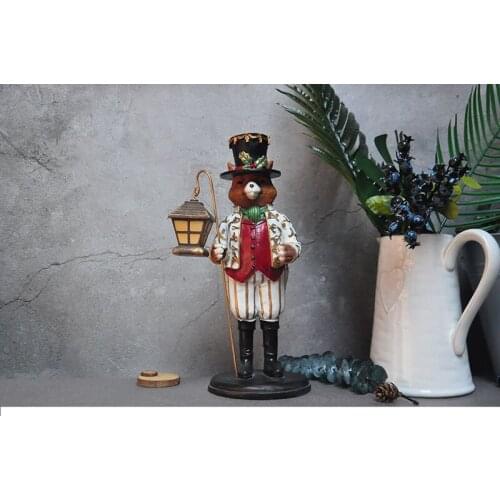 American Country Painted Lights Fox Gentleman Christmas Home Animal Decorations Gifts