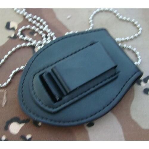Universal Badgeholder American Badge Holder Genuine Leather Detective Badge Holder with Bead Chain & Clip Multifunctional