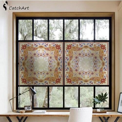 European Retro Glass Film In Window Films Home Decor For Living Room Or Wedding Decoration Static Cling Opaque