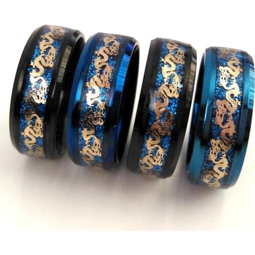 Wholesale 50 pcs/lot Vintage Black & Black Dragon Ring 316L Stainless steel Fashion Ring Male Jewelry Mans Gift