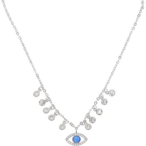 Blue fire opal cz drop charm choker elegance gorgeous modern women 2019 new necklaces