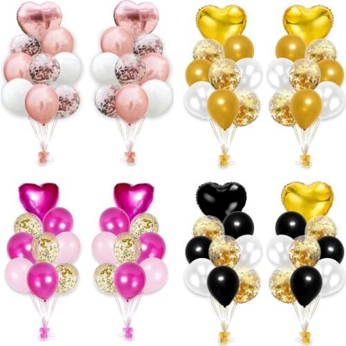 1pair 18pcs MIX Heart Round Balloons DIY Latex Foil Confetti Ballons Set Birthday Valentines Day Wedding Party Garden Decor