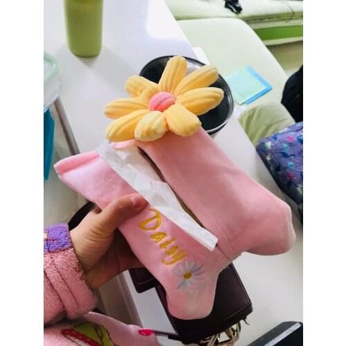 1pc cartoon chrysanthemum daisy plush paper towel Vehicle tissue box sun shield napkin case stuffed toy gift
