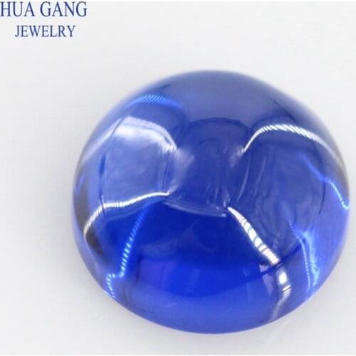 113# Blue Round Shape Cabochon Cut Flat Bottom Gems Synthetic Spinel Stone For Jewelry 2-12mm Free Shipping