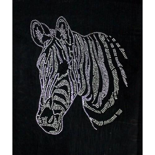 2pc/lot Zebra sticker shirt decor design stones hot fix rhinestone motif designs iron on design rhinestone applique patch
