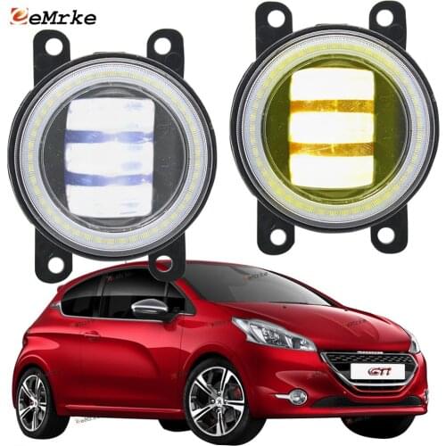 2X Led Angel Eye DRL for Peugeot 208 2012 2013 2014 2015 LED Fog Lights Lamp Lens Daytime Running Light