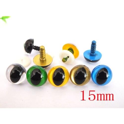 50pcs 15 mm Mixed colors Safety Eyes cat eyes toy accessories Amigurumi Animals Eyes with washers