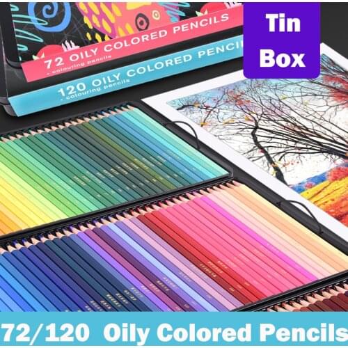 72/120 Colors Colouring Pencils Oil Based Assorted Colours Art Pencils set for Artists Kids Sketchers Colouring Gift,Tin Box