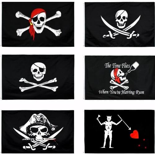 90x150cm Halloween Skull Flag Cross Crossbones Sabres Swords Jolly Roger Pirate Dead Mans Chest Banner Halloween Party Decor