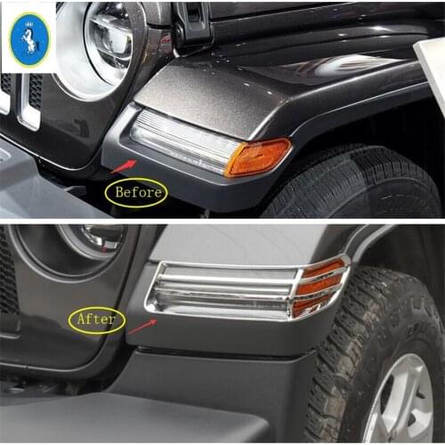 Yimaautotrims Auto Accessory Front Wheel Eyebrow Lampshade Lights Decoration Cover Trim ABS Fit For Jeep Wrangler JL 2018 - 2020