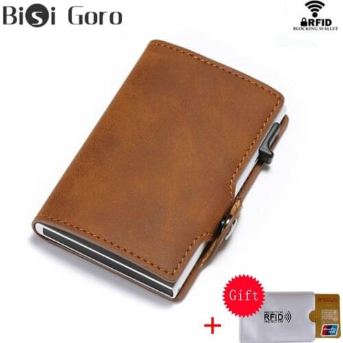 BISI GORO Rfid Vintage Wallet Slide Card Holder RFID Slim Suitcase Aluminium Metal Wallet Creditcard Bag Popwallet Wholesale