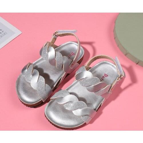 Toddler Girls Glitter Sandals Birthday Party Kids Summer Leather Shoes Boutique Girls Sandals Champagne Flower Girls Shoes 3t 4