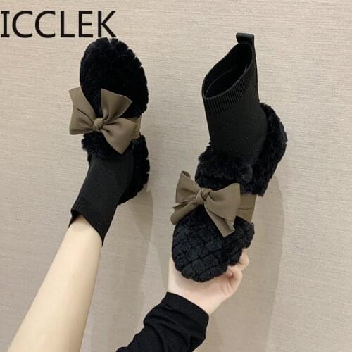 New Womens Boots Winter Warm Snow Boots Ankle Boots Women Ladies Girls Thick Plush Flock Boots Wool Women Shoes