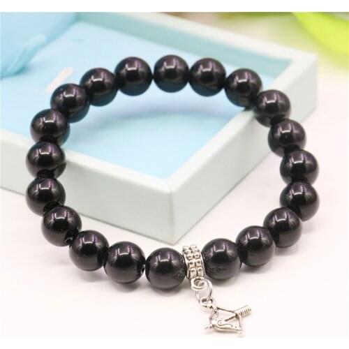 10mm Round Black Agates Onyx Bracelet Couples Fashion Jewelry Making Design Cupids Arrow Lover`s Gifts Hand Made Ornaments