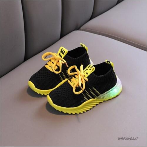 Kids Sneakers Children Baby Girls Boys 2021 Mesh Led Luminous Socks Sport Run Sneakers Shoes Sapato Infantil Light Up Shoes