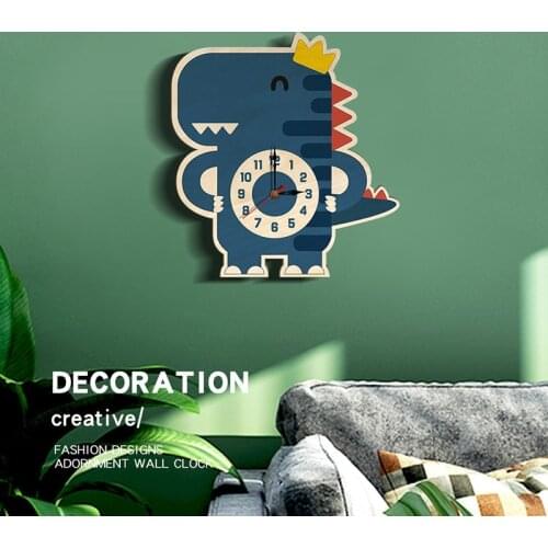 NHBR Children Kids Room Living Room Wall Clock Mute 3D Cartoon Cute Dinosaur Wall Clock Decor Set Home Nursery Photo Props