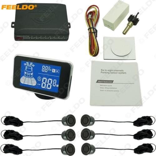 FEELDO Car 6 Sensors Front And Rear Parking Distance Digital Dual Display Parking Sensor #HQ3855