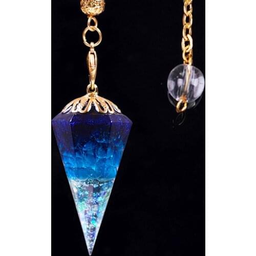 Healing Pendulum For Divination Blue Quartz Pendulums Natural Stone Taper Pendulums Reiki Crystal Pendant