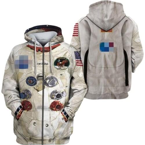 Jumeast Brand Men/Women 3D Printed Armstrong Astronaut Spacesuit casual Sport Pullover Fashion Spring Zipper Hoodies