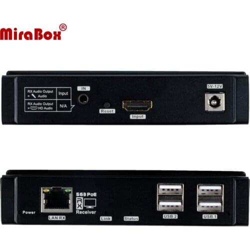Mirabox 100m PoE 4K KVM Extender HDMI Extender HDMI over Cat5e/6 for Work From Home PC Printer USB HUB