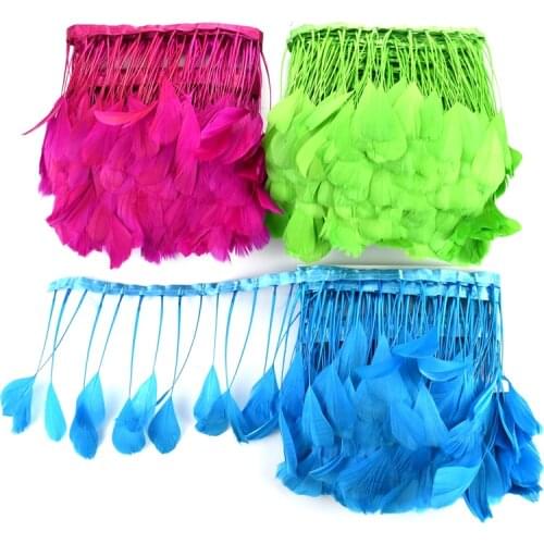 2Meter Goose Feather Trim Ribbon on Tape Crafts Fringe Feathers Clothes Sewing Party Accessories Decor Plumes Holiday Decoration