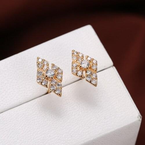 DE206 Fashion Delicacy 4A Zircon Rhombus Geometry Ear Stud GIRLS Gift Party Banquet WOMENS Jewelry Earrings 2021