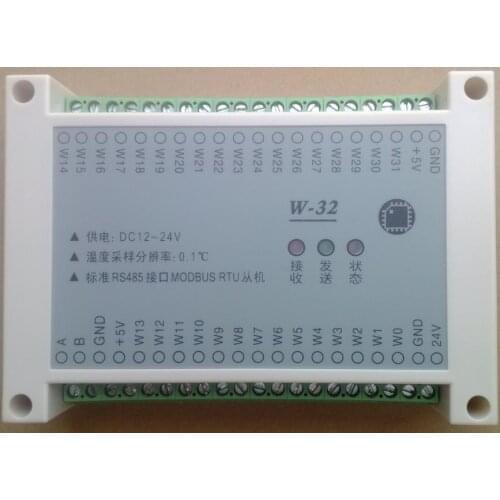 32 road 18B20 temperature patrol meter collection module MODBUS RTU protocol 485PLC networking