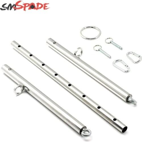 SMSPADE With 4 Rings Bondage Adjustable Expandable Stainless Steel Silver Spreader Bar Set For Couples Adult Sex Toys Products