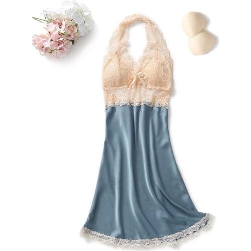 Sexy Backless Short Nightdress Hanging Neck Sleeping Dress Sweet Lace Bow Trim Home Dress Temptation Hollow Out Nightgown