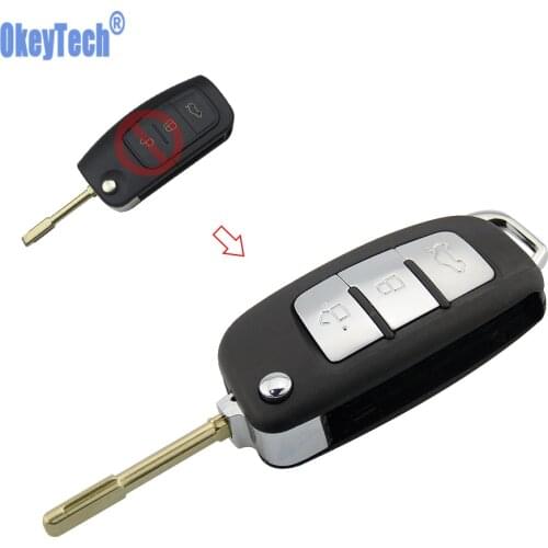 OkeyTech Modified Flip Folding Remote Key Shell Case 3 Buttons FO21 Blade For Ford Mondeo Focus Fiesta S-MAX FOB Key Cover