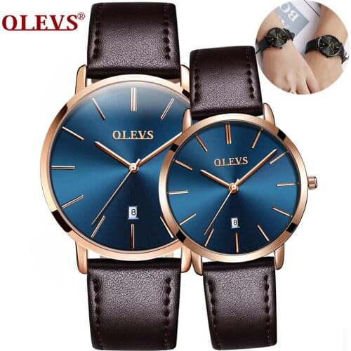 OLEVS Couple Wristwatch Men And Women Quartz Waterproof Casual Watch With Calendar Clock Valentines Romantic Gifts Set